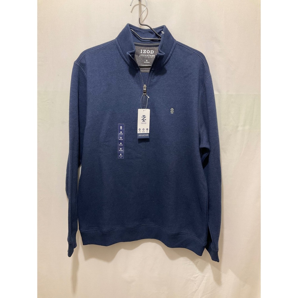 IZOD Advantage  Mens Quarter Zip Pullover Blue Heather Sweater Medium   N W T